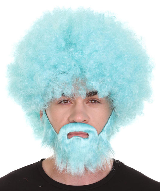 Light Blue 80's painter bob afro wig