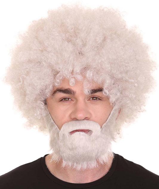 Grey 80's painter bob afro wig