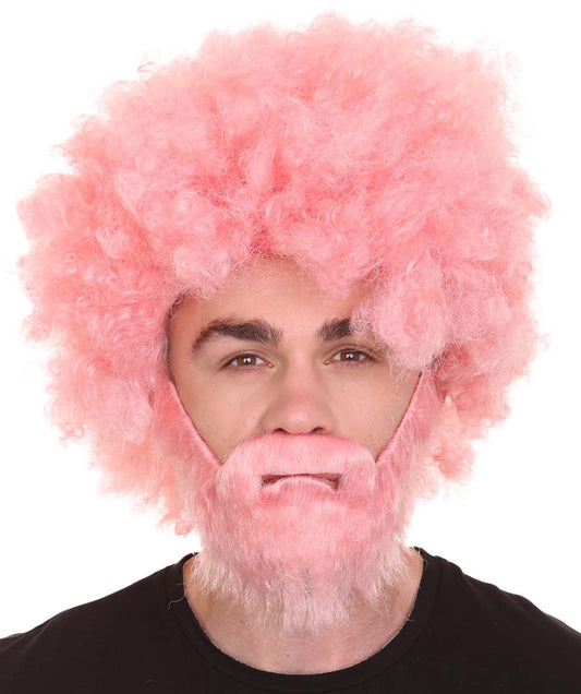 Pink 80's painter bob afro wig