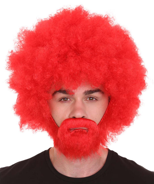 Red 80's painter bob afro wig