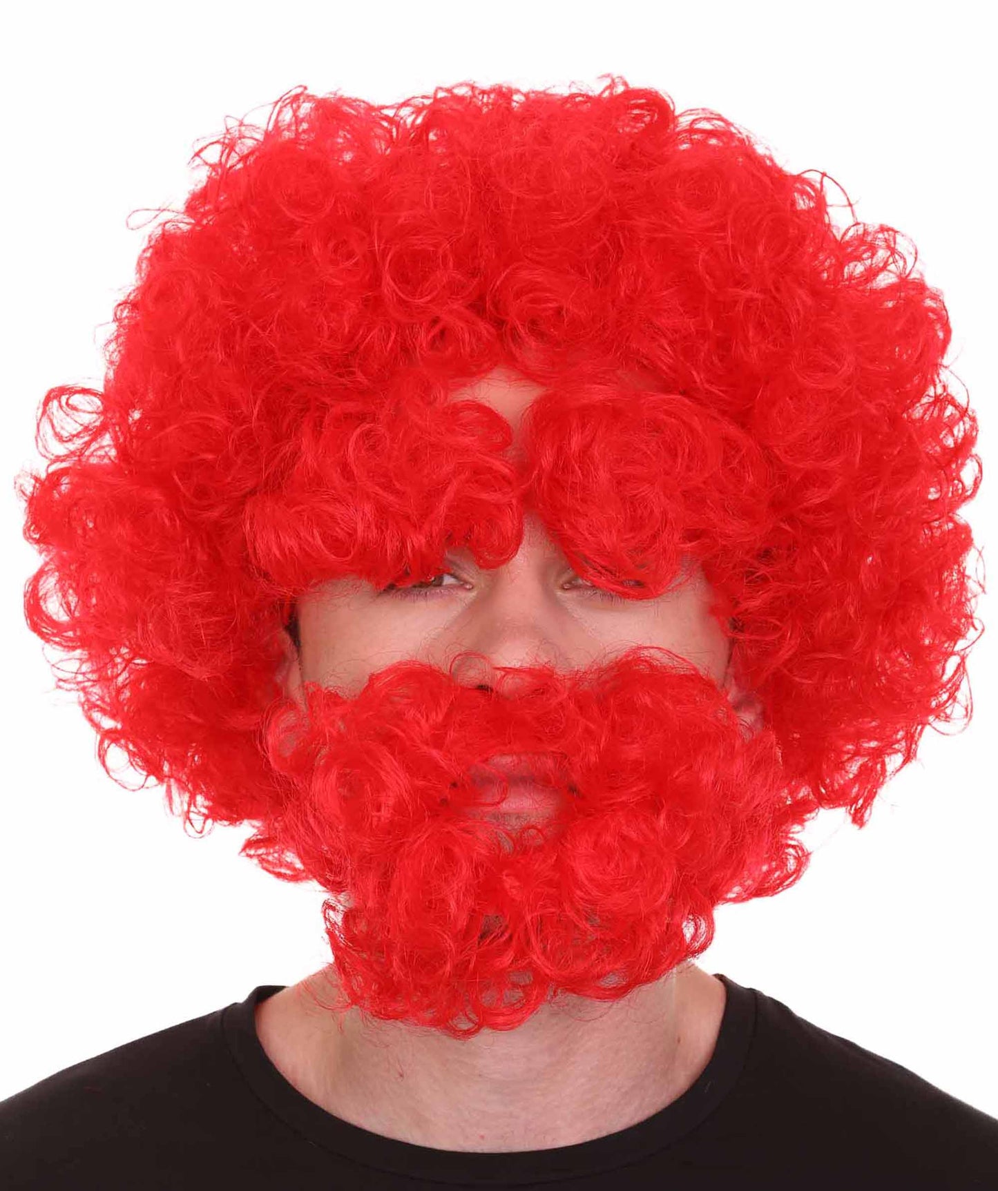 Men's Afro Wig With Eyebrow Full Mustache And Beard Set Red | Halloween Wig