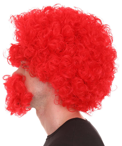 Men's Afro Wig With Eyebrow Full Mustache And Beard Set Red | Halloween Wig