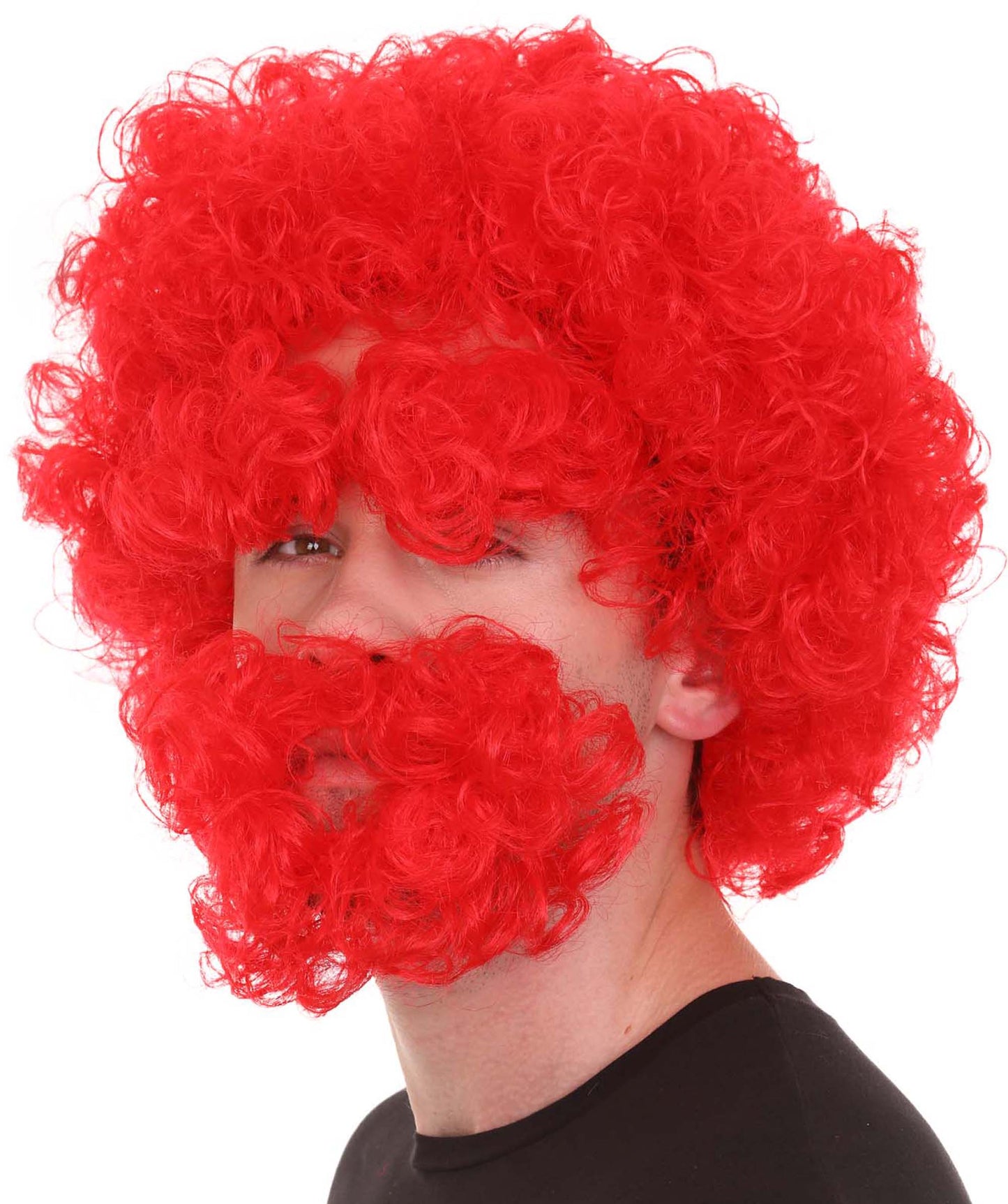 Men's Afro Wig With Eyebrow Full Mustache And Beard Set Red | Halloween Wig