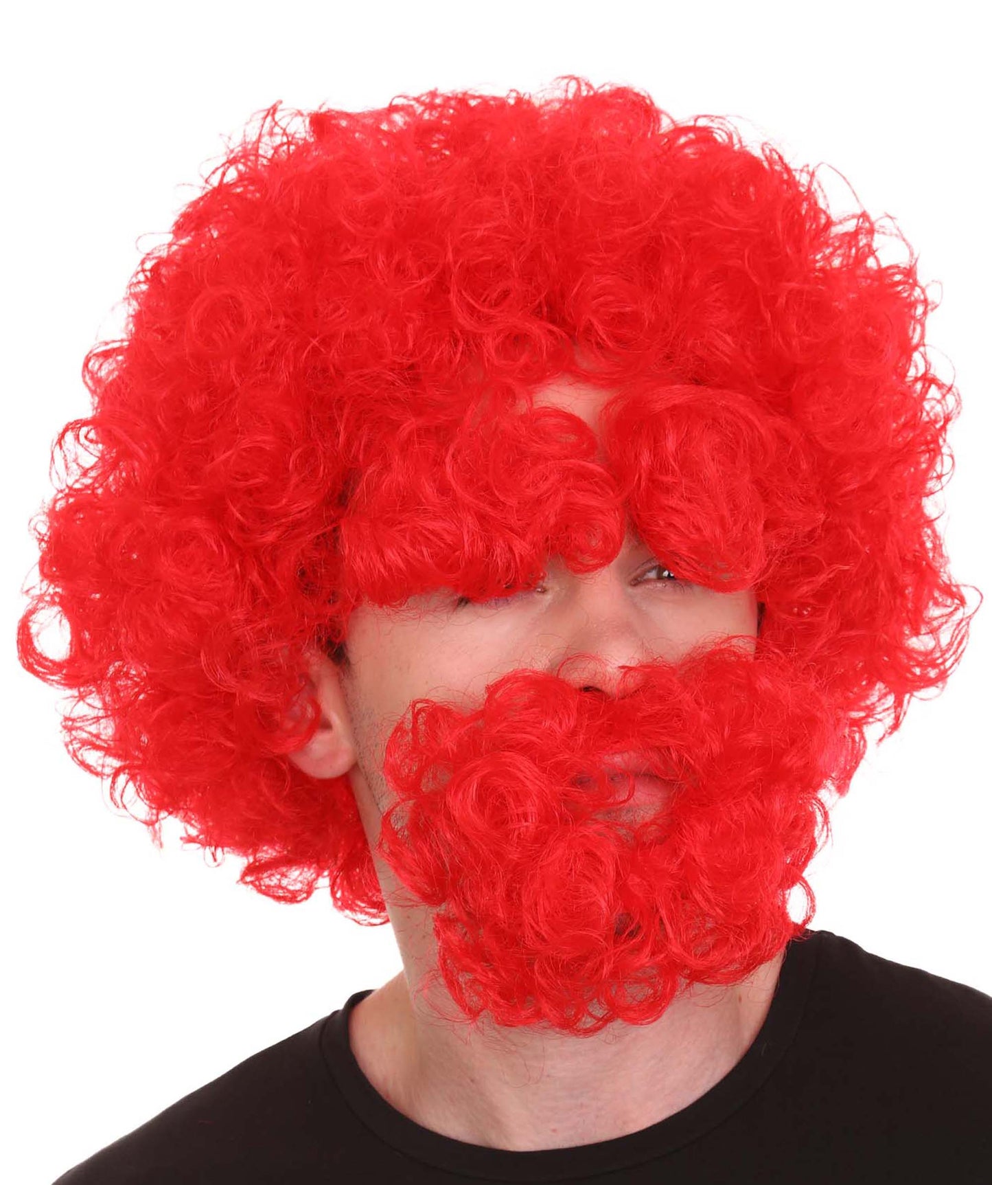 Men's Afro Wig With Eyebrow Full Mustache And Beard Set Red | Halloween Wig