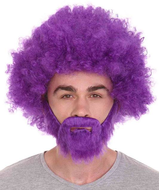 Purple 80's painter bob afro wig