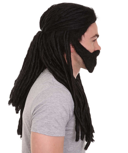 Science Fiction Movie | Men's Long Length Braided Black Dreadlocks Wig | Premium Breathable Capless Cap