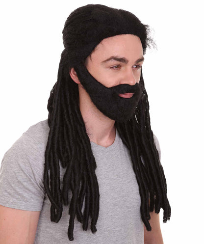 Science Fiction Movie | Men's Long Length Braided Black Dreadlocks Wig | Premium Breathable Capless Cap