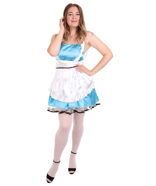 Aqua Blue Sexy French Maid Uniform Costume