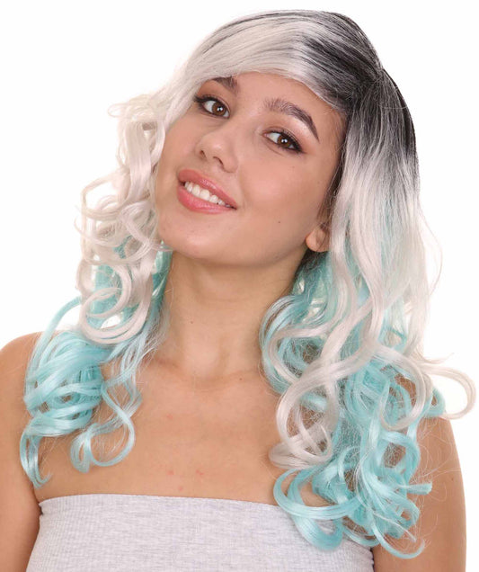 Long Grey and Blue Ombre Wig