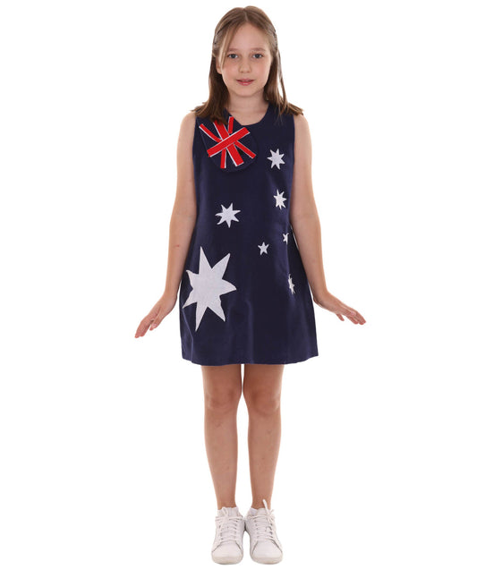 Child's Girl Patriotic Celebratory Australian Flag Troll Dress Costume | Patriotic Fancy Costume