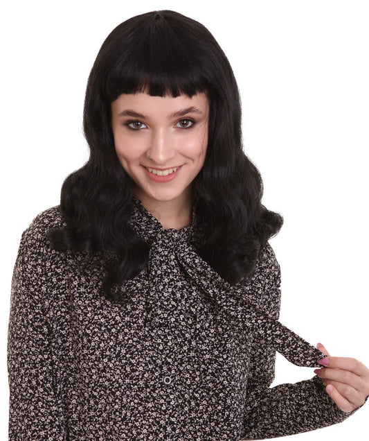 Bettie Rubble | Women's Black Color Wavy Shoulder Length Trendy Bettie Wig