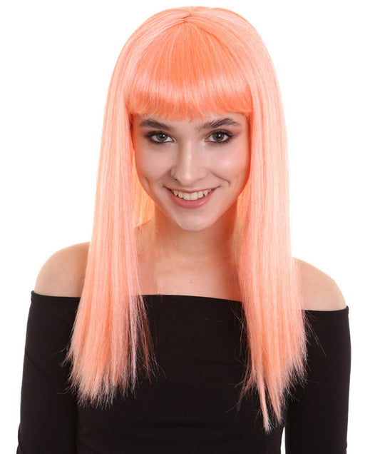 Dreamcicle | Women's Floresent Pink Color Straight Shoulder Length Trendy Dreamcicle Wig