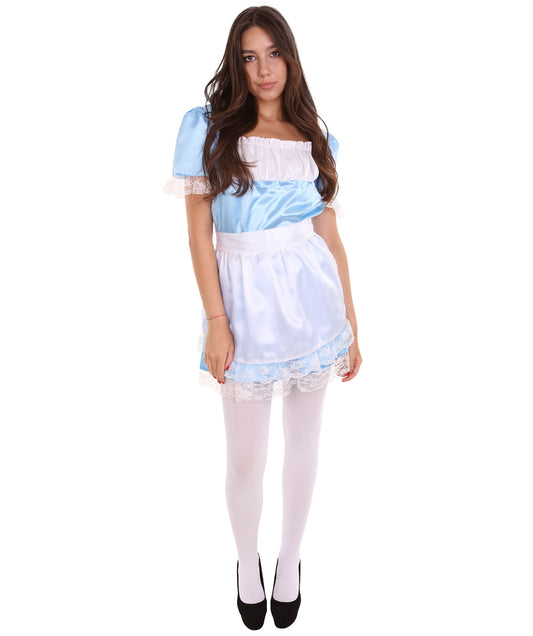 Women's Traditional Maid Uniform Costume | Medium Blue Fancy Costume