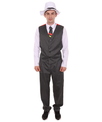 Men's Gangster Costume | Black,Red & White Fancy Costume