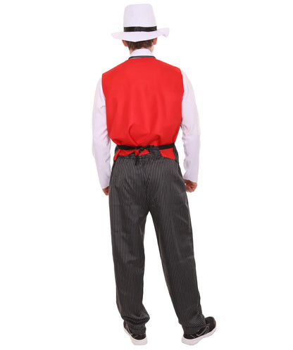 Men's Gangster Costume | Black,Red & White Fancy Costume