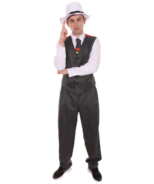 Men's Gangster Costume | Black,Red & White Fancy Costume