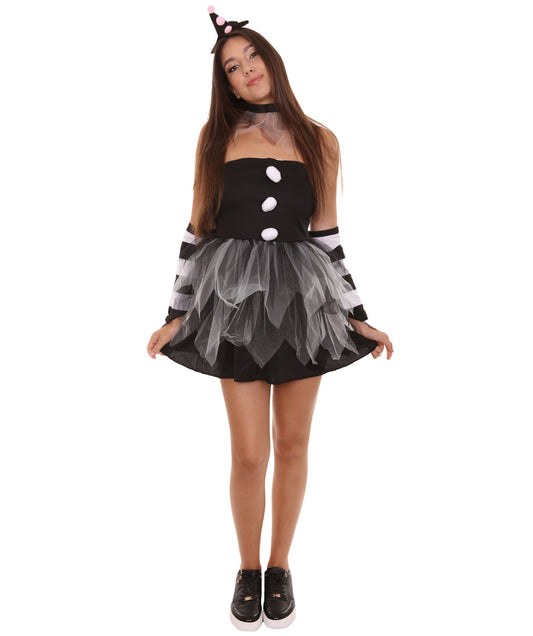 Women's Scary Clown Costume | Black & White Fancy Costume
