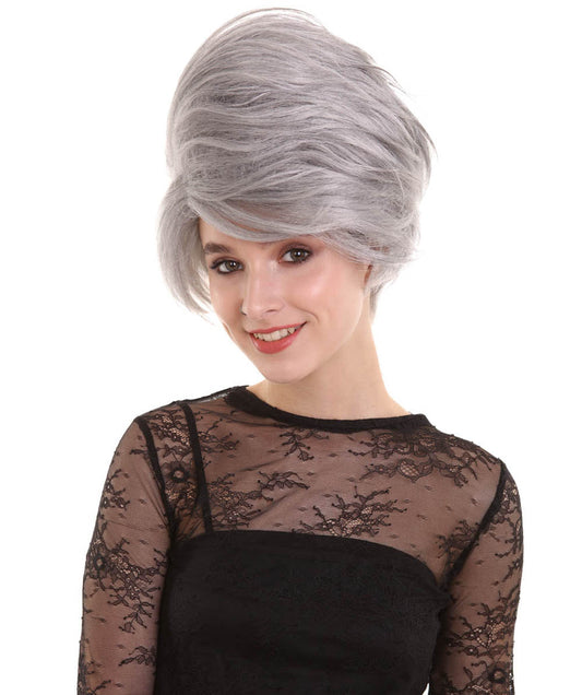 Women's Grey Color Straight Updo Trendy Wig