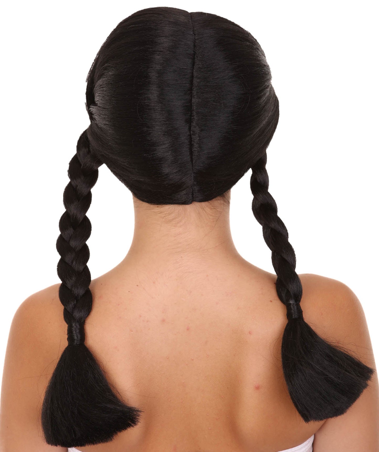 Women's Family Pigtails Black wig | Premium Breathable Capless Cap