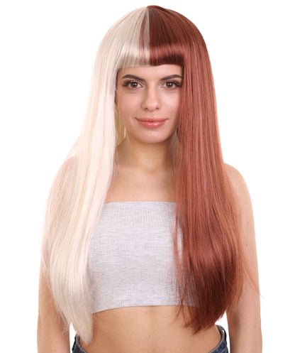 Blonde & Burgundy Women's Two-Tone Long Straight Wig