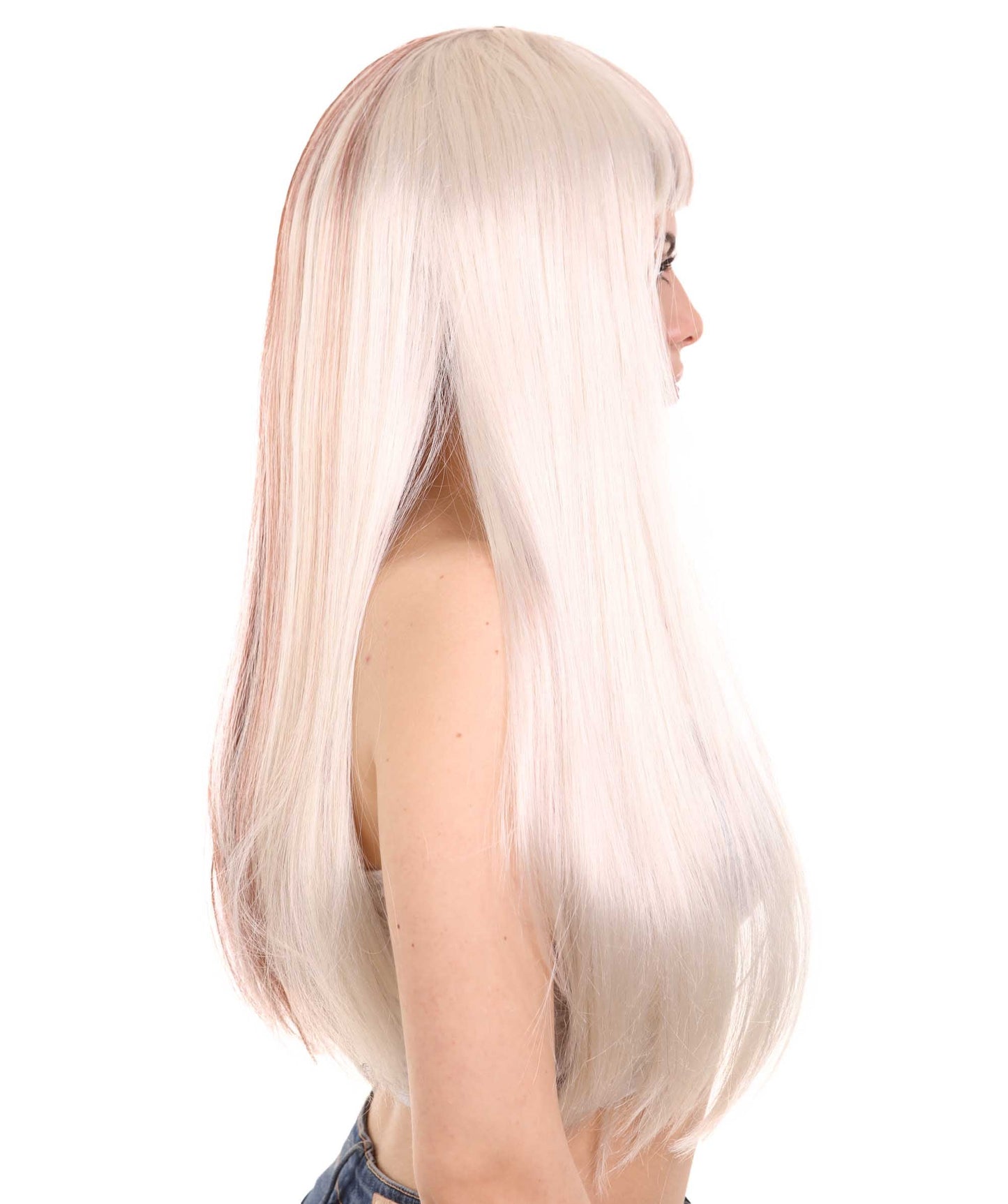 Blonde & Burgundy Women's Two-Tone Long Straight Wig