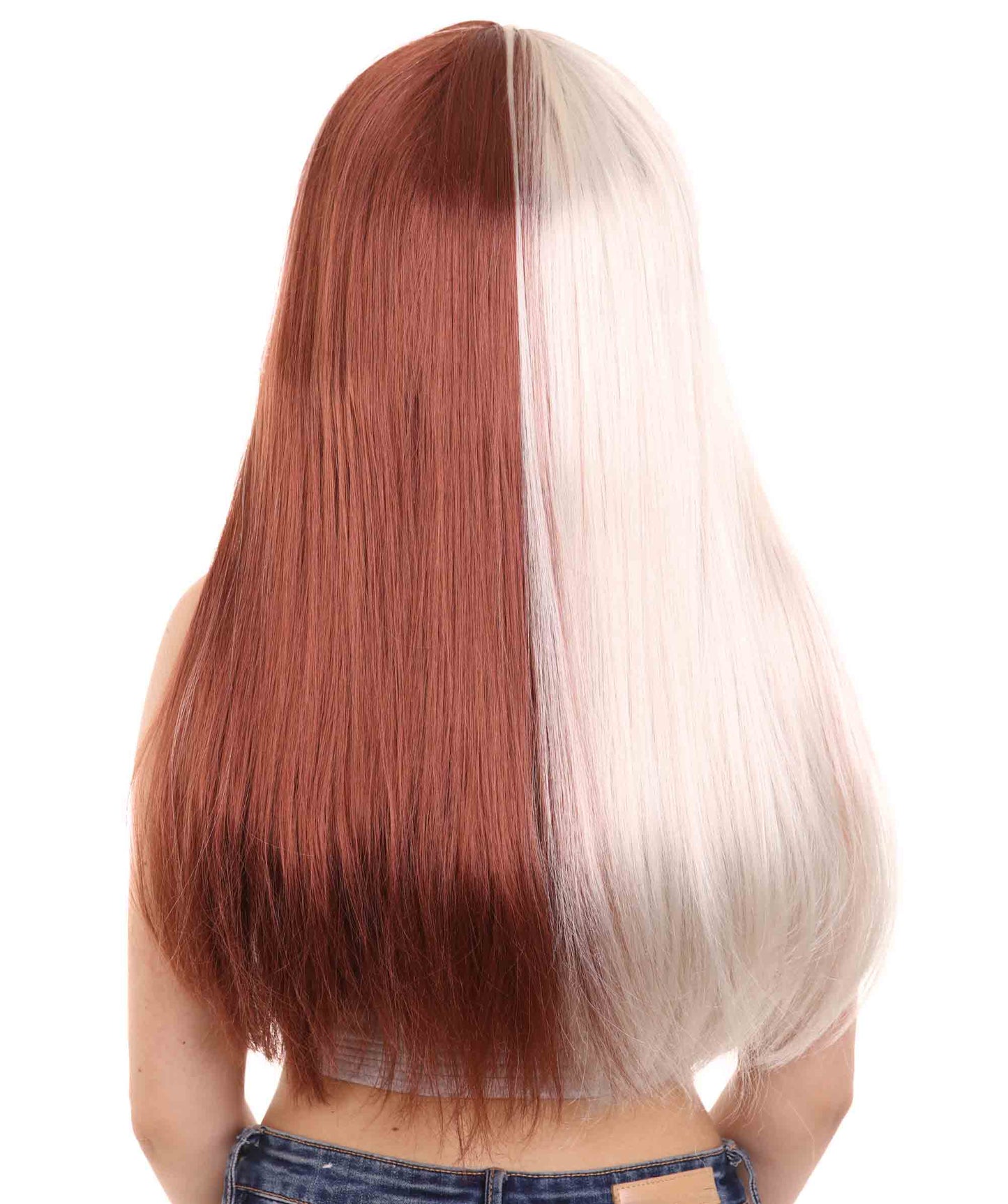 Blonde & Burgundy Women's Two-Tone Long Straight Wig