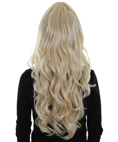 Women's Blonde Color Wavy Medium Length High Ponytail Trendy Pop Star Diva Wig