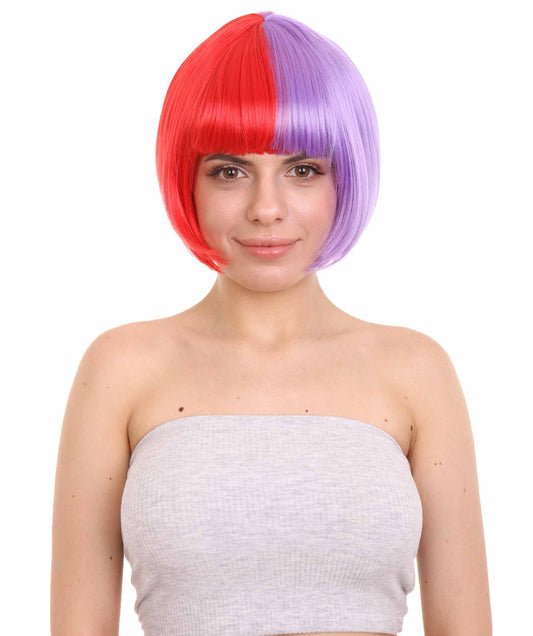 Red & Purple Two-tone Short Bob Wig