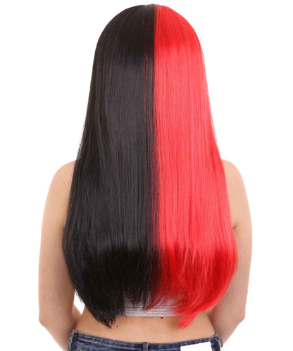 Red & Black Women's Two-Tone Long Straight Wig