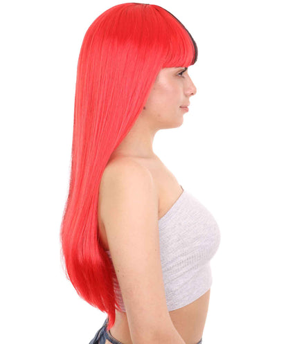 Red & Black Women's Two-Tone Long Straight Wig