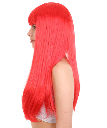 White & Red  Women's Two-Tone Long Straight Wig