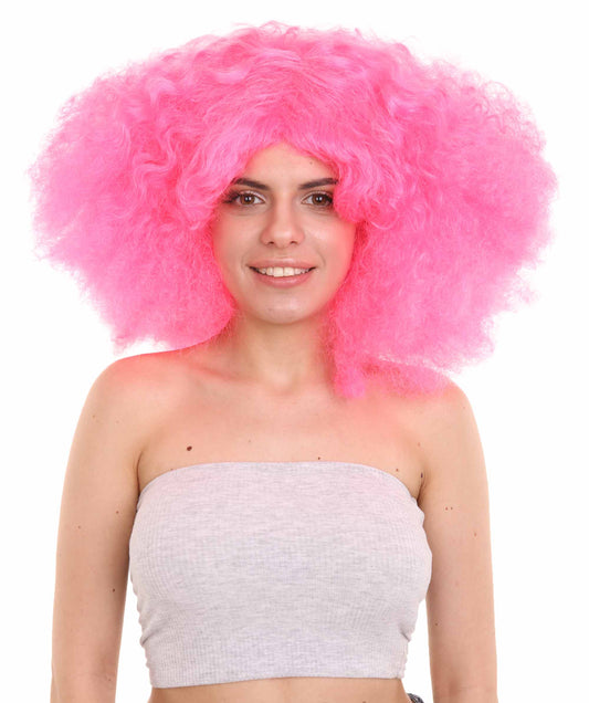 Fuchsia japanese actress afro wig