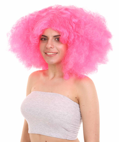 Fuchsia japanese actress afro wig