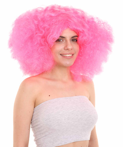 Fuchsia japanese actress afro wig