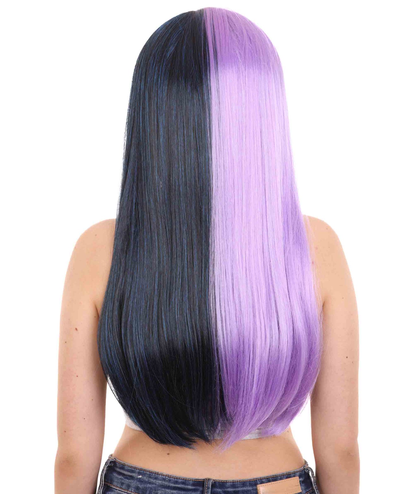 Purple & Black Women's two-tone long straight wig