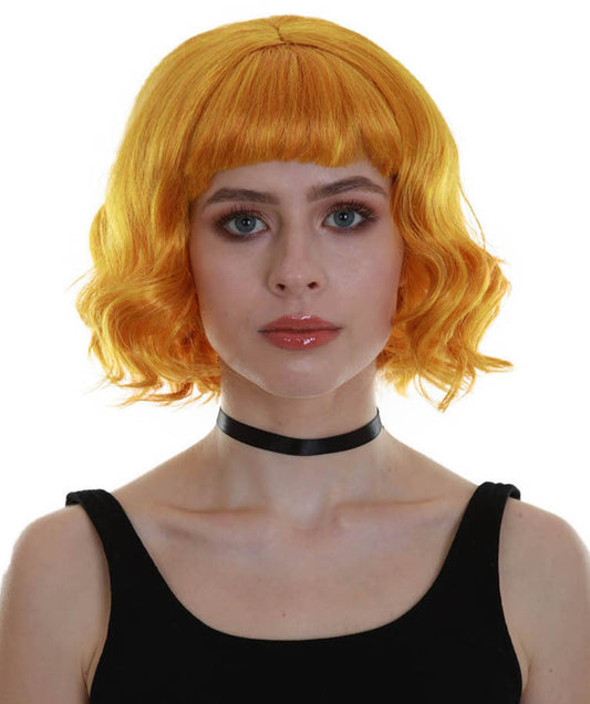 Women's Gold Color Wavy Shoulder Length Trendy Wig