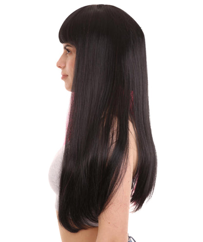 Pink & Black  Women's Two-Tone Long Straight Wig