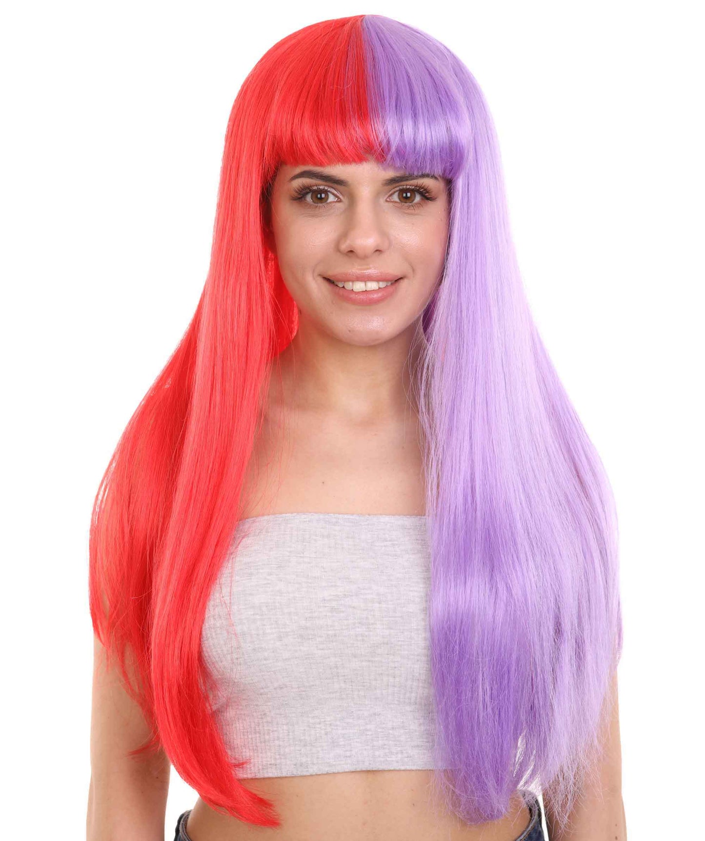 Red & Purple Women's Two-Tone Long Straight Wig