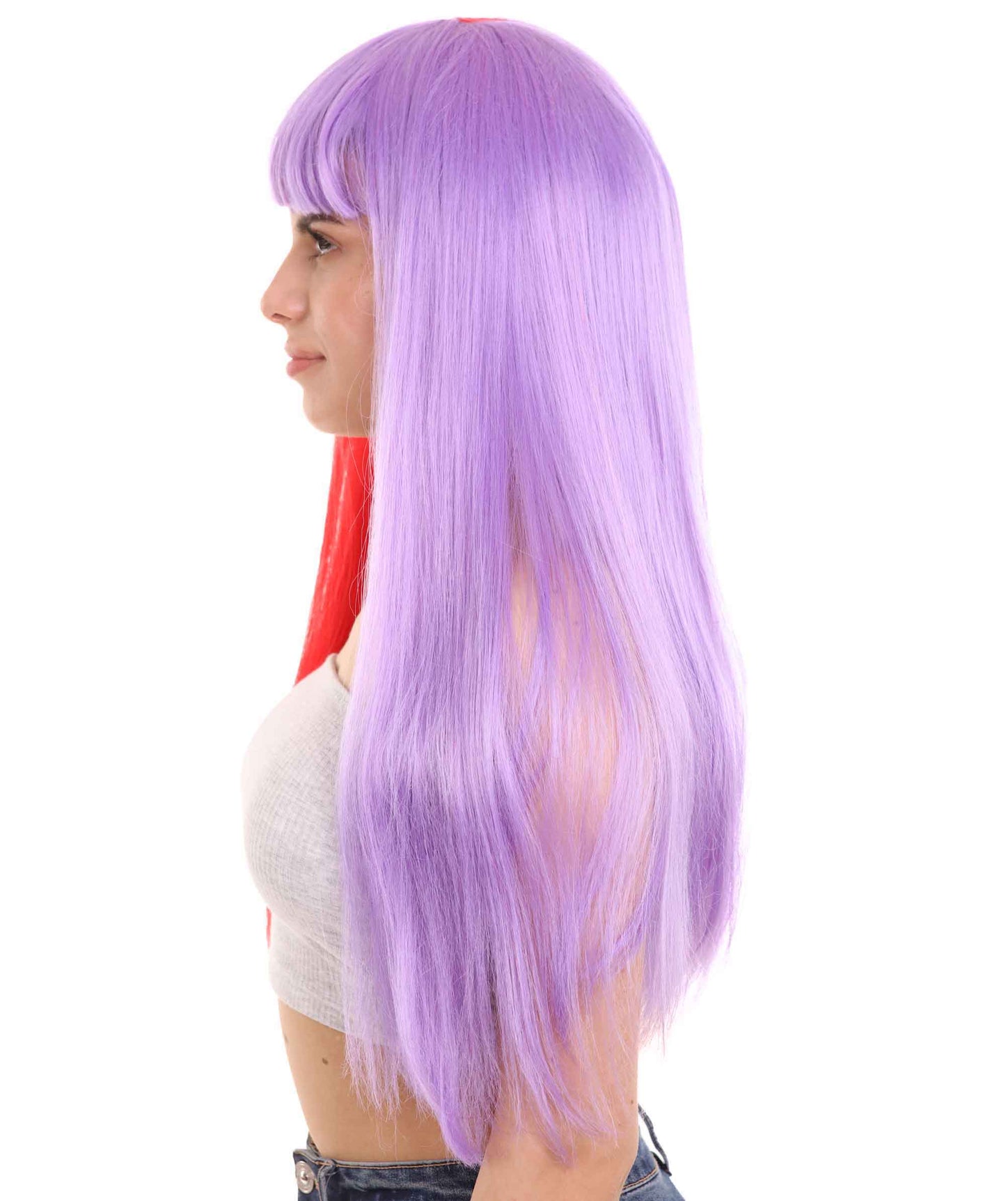 Red & Purple Women's Two-Tone Long Straight Wig