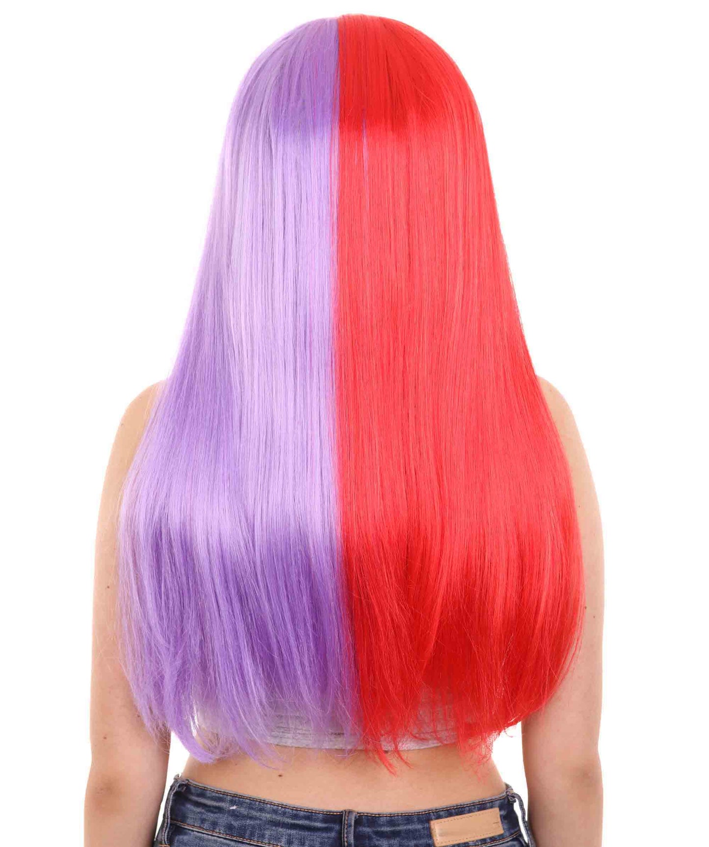 Red & Purple Women's Two-Tone Long Straight Wig