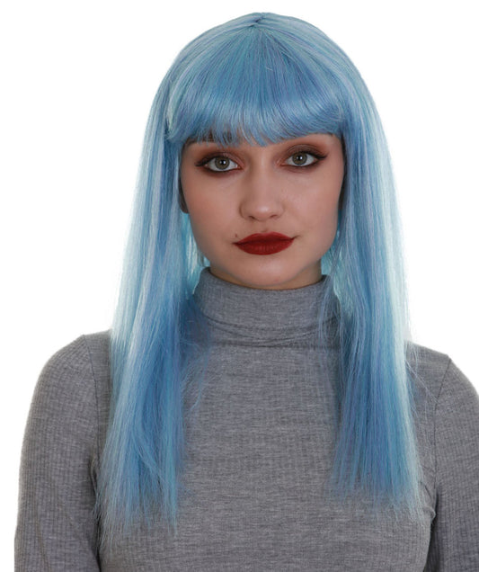 Dreamcicle | Women's Icy Blue Color Straight Shoulder Length Trendy Dreamcicle Wig