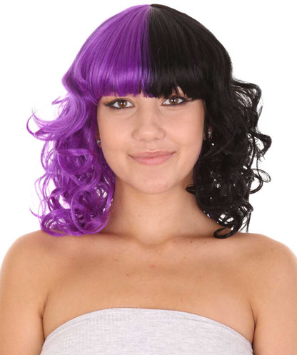 Purple & Black Curly Wig 