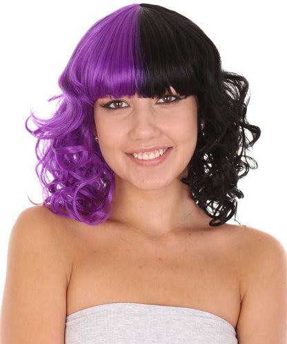 Purple & Black Curly Wig 