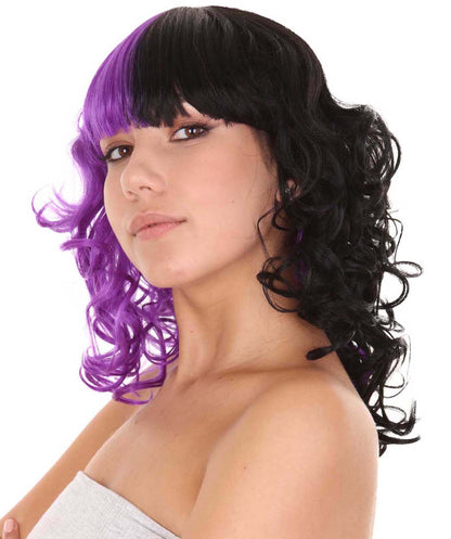 Purple & Black Curly Wig 