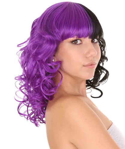 Purple & Black Curly Wig 