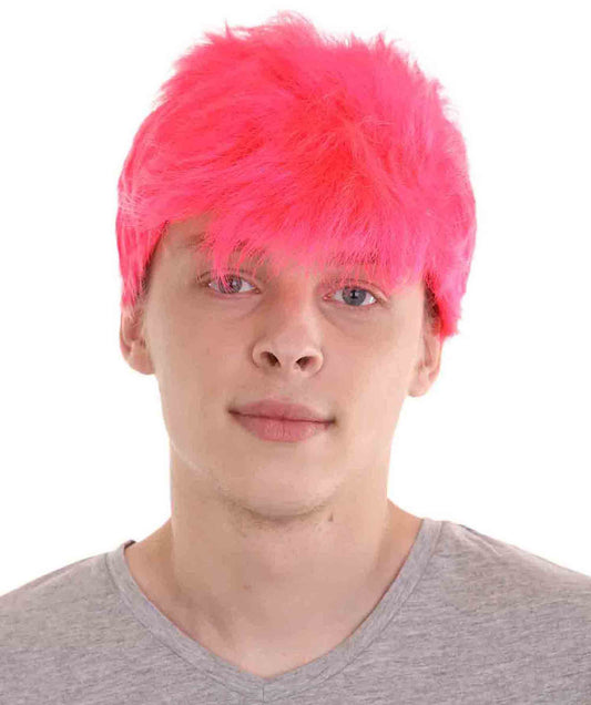 Neon Pink Men Fancy Wig