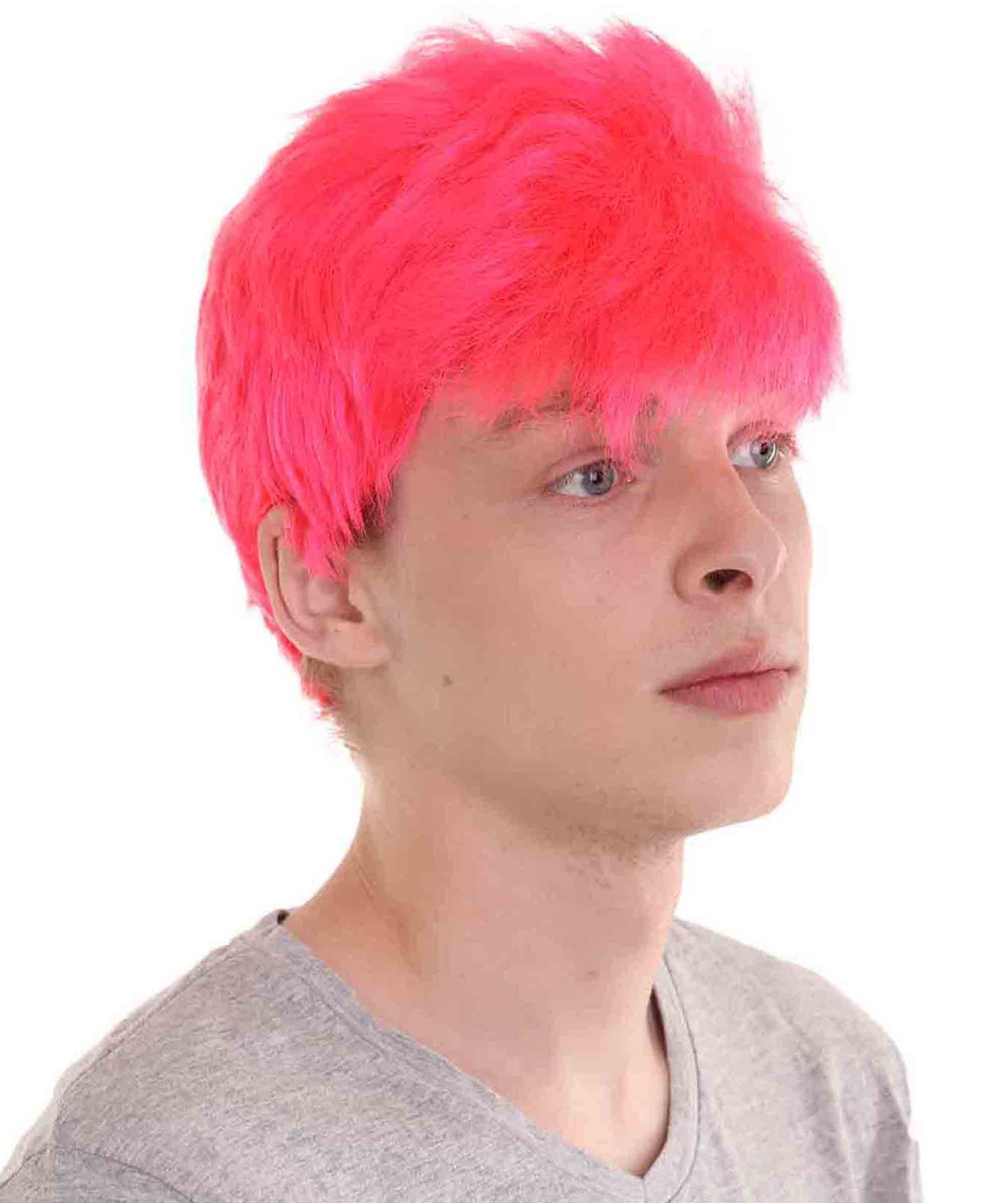 Neon Pink Men Fancy Wig