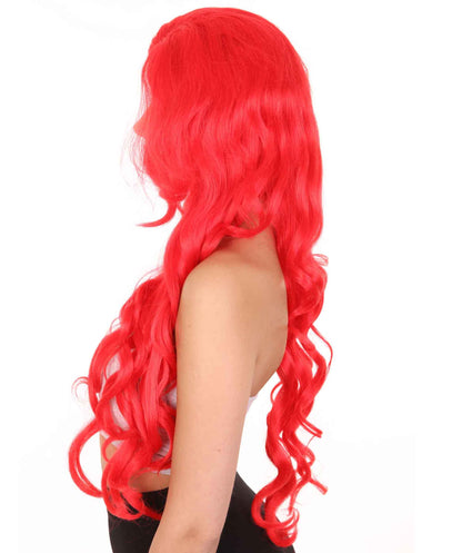 Womens Mermaid Wig | Red Princess Wigs | Premium Breathable Capless Cap