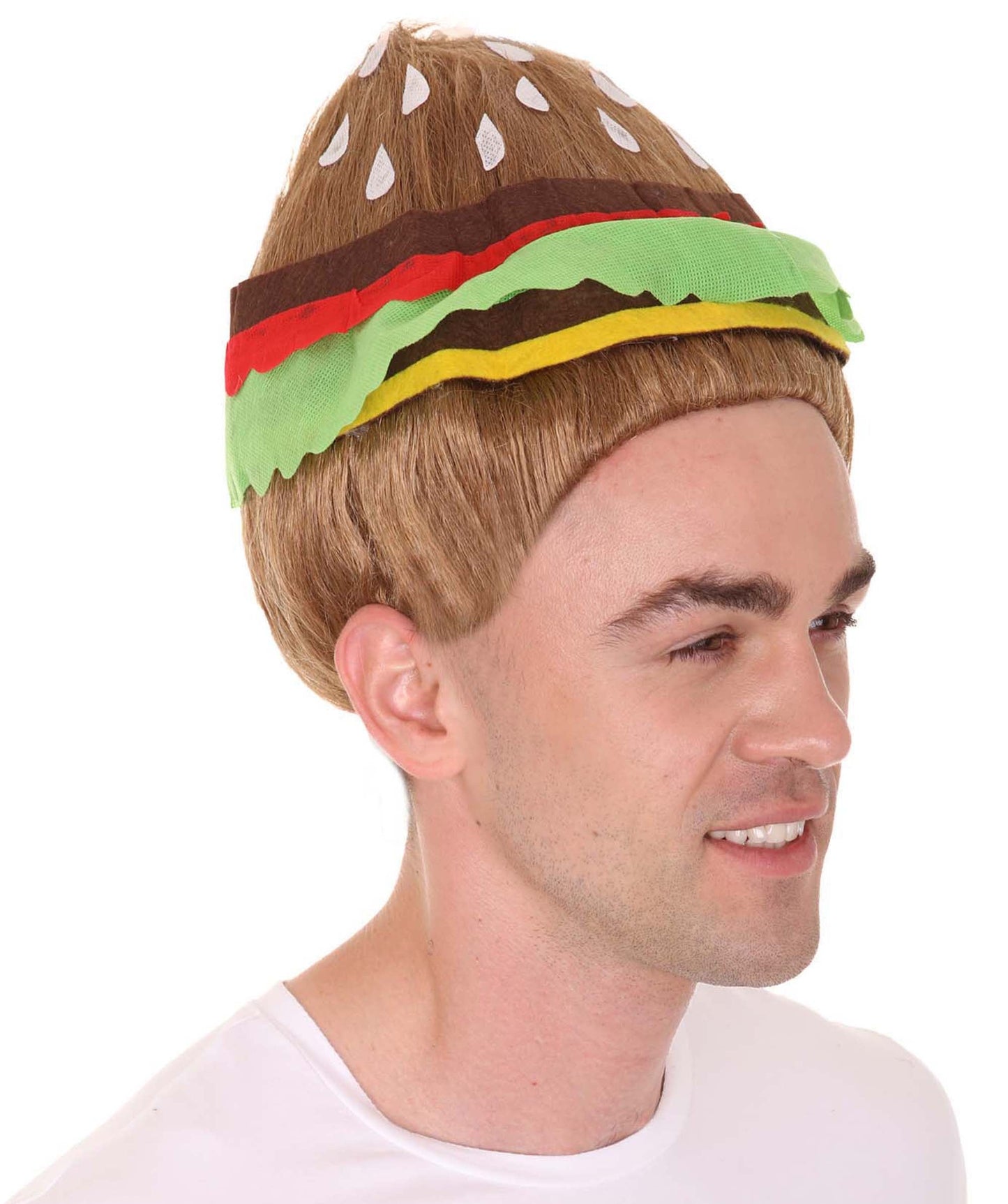 Burger Unisex Wig | Food Theme Fancy Halloween Wig | Premium Breathable Capless Cap