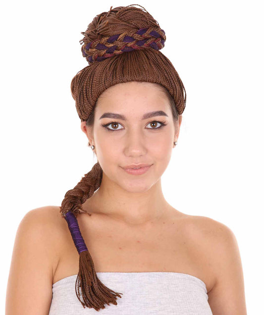 Womens Superhero Braided Wig , Brown TV/Movie Wigs , Premium Breathable Capless Cap